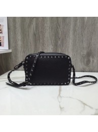 VALENTINO Rockstud leather cross-body bag 97410 black JH09858gz34