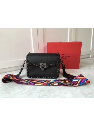 VALENTINO Rockstud leather messenger bag B50055 black JH09697sA28