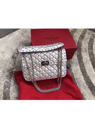 VALENTINO Rockstud medium leather shoulder bag 0123 silver JH09842jW13