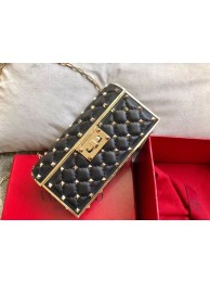 VALENTINO Rockstud quilted leather cross-body bag A0702 black JH09813Lg61