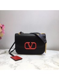 VALENTINO VLOCK Origianl leather shoulder bag 2424 black JH09588hk64