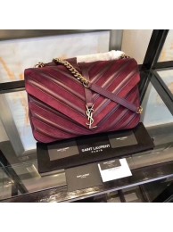 YSL Classic Calfskin Leather Flap Bag 2801 Wine JH08260nR86