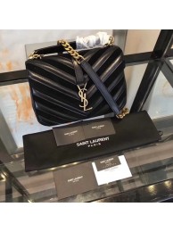 YSL Classic Calfskin Leather Flap Bag 2802 black JH08250YR22