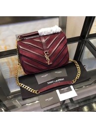 YSL Classic Calfskin Leather Flap Bag 2802 Wine JH08245Aa30