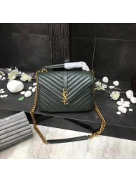 YSL Flap Bag Calfskin Leather 392737 green Gold buckle JH08304Ac56