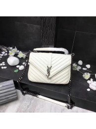 YSL Flap Bag Calfskin Leather 392737 white silver buckle JH08308Zz83