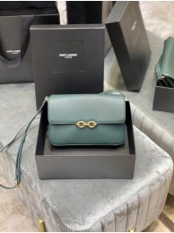 YSL LE MAILLON SATCHEL IN SMOOTH LEATHER 6497952 blackish green JH07698uK17