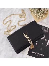 YSL medium kate satchel original grained leather 311227 black Gold chain JH08171kH95