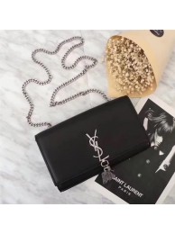 YSL medium kate satchel original grained leather 311227 black silver chain JH08170Bh43