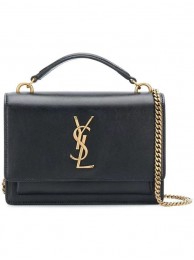 Yves Saint Laurent Calfskin Leather Shoulder Bag Y533036 black&gold-Tone Metal JH07768MB38