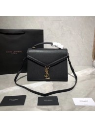 Yves Saint Laurent CASSANDRA TOP HANDLE MEDIUM BAG IN GRAIN DE POUDRE EMBOSSED LEATHER Y578000 Black JH07820ki86