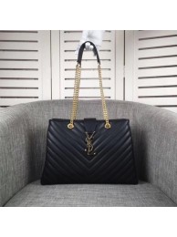 Yves Saint Laurent hot style MONGRAMME shoulder bag sheepskin Leather 26587 Black JH08313KD63