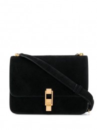 Yves Saint Laurent Small Original Nubuck leather Shoulder Bag Y585061 black JH07790jz22